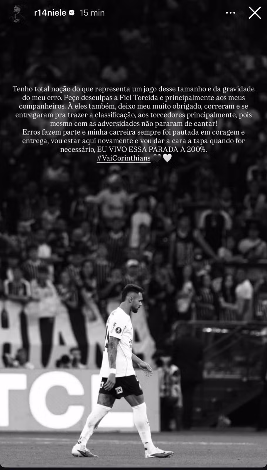 Raniele pede desculpas por expulsão em jogo do Corinthians: "Vou dar a cara a tapa" em notícia do Corinthians