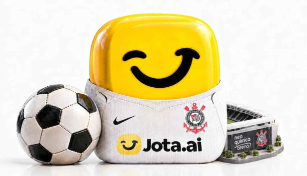 Camisa do Corinthians com a marca Jota.ai estampada.
