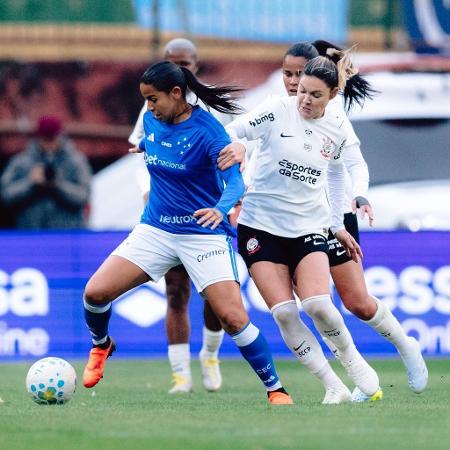 Jogadoras do Corinthians celebram gol durante partida da Libertadores Feminina Jogadoras do Corinthians celebram gol durante partida da Libertadores Feminina
