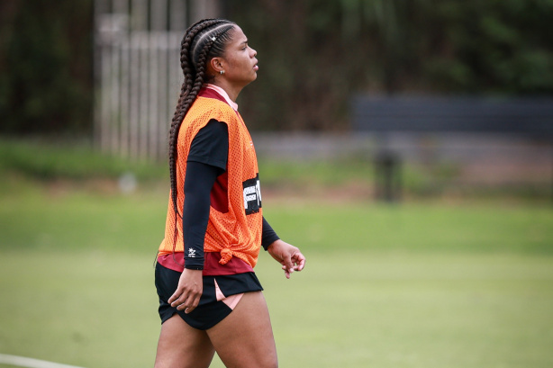 Elenco das Brabas em treinamento no CT antes da viagem para a Libertadores no Equador.