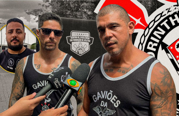 Torcedores da Gaviões da Fiel em manifestação pacífica no CT do Corinthians. Torcedores da Gaviões da Fiel em manifestação pacífica no CT do Corinthians.