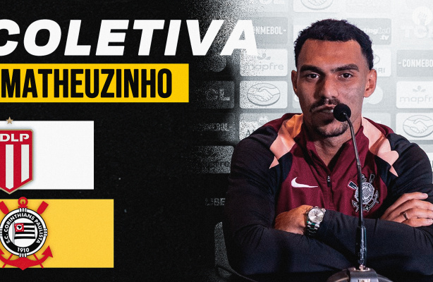 Matheuzinho durante entrevista coletiva concedida em La Plata antes do jogo do Corinthians. Matheuzinho durante entrevista coletiva concedida em La Plata antes do jogo do Corinthians.