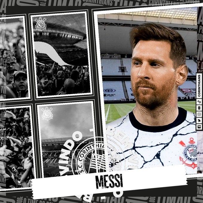 Lionel Messi vestindo a camisa do Sport Club Corinthians Paulista Lionel Messi vestindo a camisa do Sport Club Corinthians Paulista