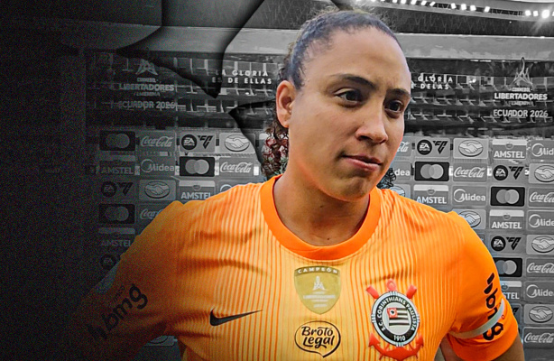 Goleira Lelê em campo durante partida do Corinthians Feminino pela Libertadores 2026.